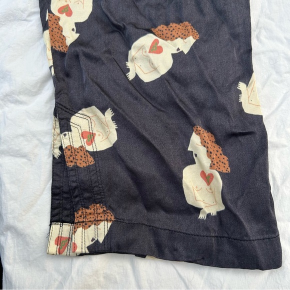 Farm Rio Printed Viscose Pants, Boho Woman & Heart Drawing - Picture 5 of 10